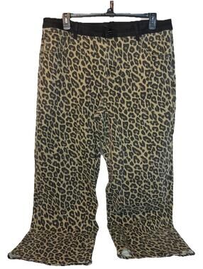 risen los angeles jeans COFFEE LEOPARD WIDE LEG Woman Size 3XL NWT